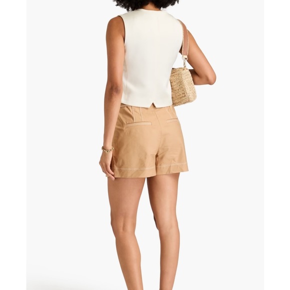 Veronica Beard Jaffe Short Khaki pleated cotton-blend twill shorts Sz 12 NEW - Picture 2 of 13